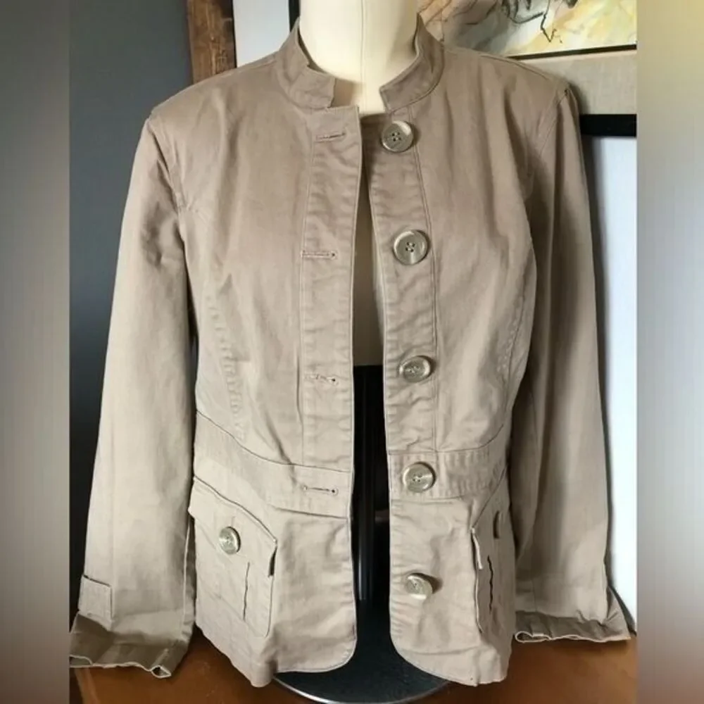 Christopher & Banks Women's Medium Tan Khaki‎ Button-down Jacket